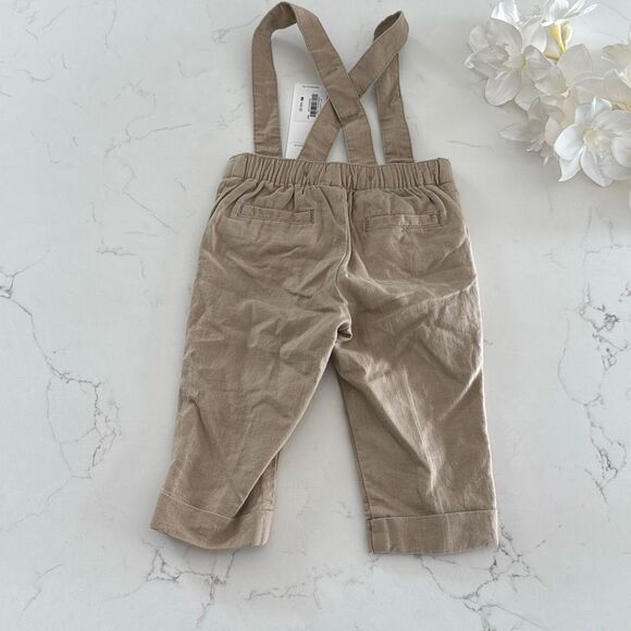 Janie and Jack Baby Linen-Cotton Suspender Pant in Classic Khaki Size 3/6 Months - Picture 8 of 9